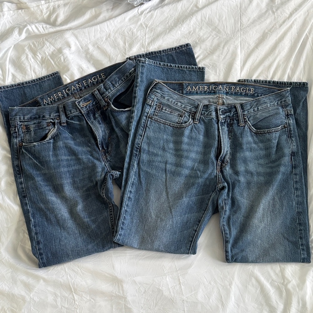 Two Pair American Eagle Outfitters Blue Denim Jeans 30/32